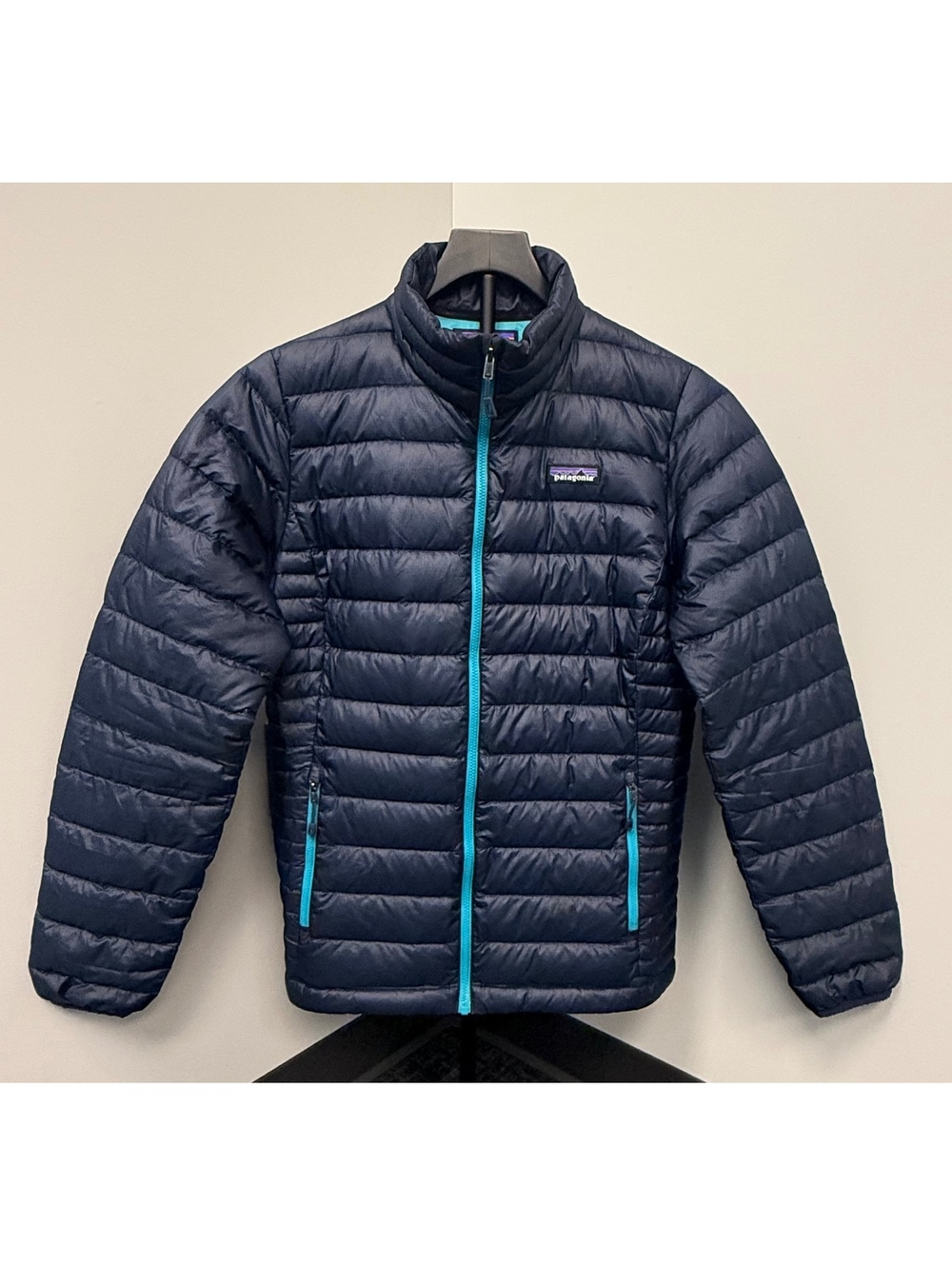Patagonia Women’s Size Large Goose Down Sweater Navy & Epic Blue Full Zip Jacket